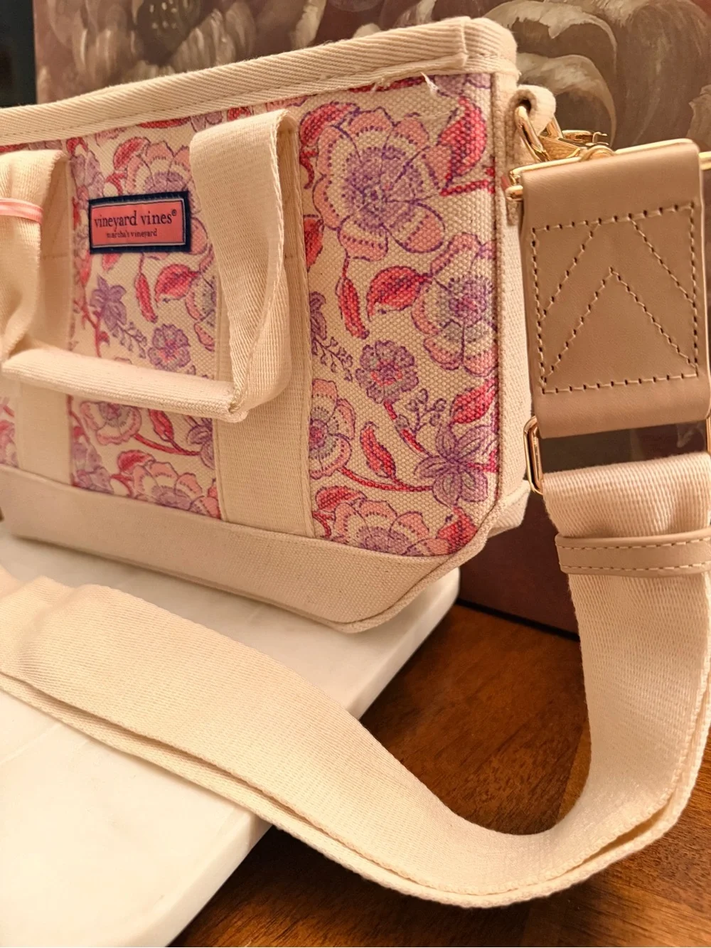 Vineyard Vines Printed Heritage Mini Tote Frangipani Marsh Floral w/Strap (NWT)